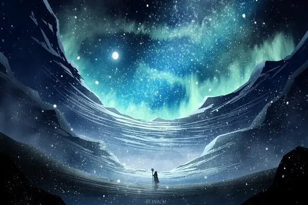 un homme devant l'immensité du cosmos