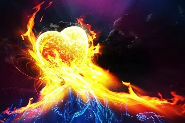 la flamme divine avec l'humain divin